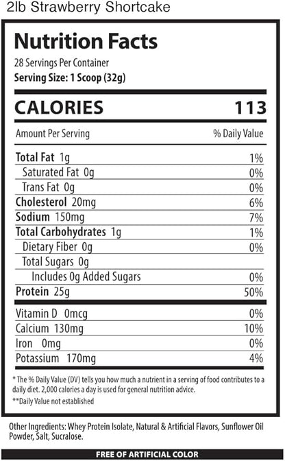Alpha Supps ISO, Low Carb 100% Whey Protein Isolate Powder, 25 Grams Per Serving, Helps Support Muscle Growth, Low Sugar and Gluten Free (Strawberry Shortcake, 2 lb)