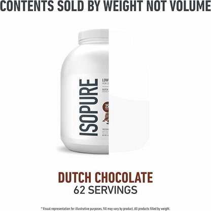 Isopure Low Carb 100% Pure Whey Isolate Protein Powder, Gluten Free, With Vitamins, Dutch Chocolate, 25g Protein Per Serving, 4.5 Lbs, 62 Servings (Packaging May Vary)
