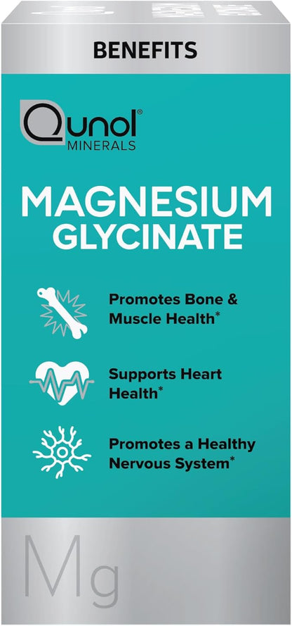 Qunol Magnesium Glycinate 300mg,100% Glycinate Chelated Magnesium Supplement,150ct Tablets,(Pack of 2)
