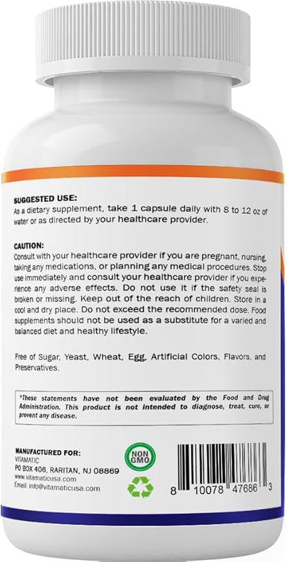 Vitamatic Cortisol Health Support - 90 Veggie Capsules - Made with Adaptogenic Blend with Ashwagandha, Rhodiola, Magnolia, L-Theanine, Phosphatidylserine