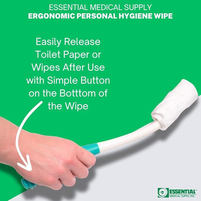 Essential Medical Supply Ergonomic Personal Hygiene Comfort Wipe Tool for Toilet Paper and Wet Wipes - 15in Long Reach Comfort Toilet Aid for Disabled and Elderly, Butt Wiper for Handicap Individuals