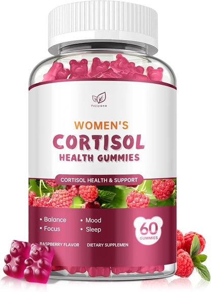 Cortisol Supplement for Women,cortisol manager Gummies,with rhodiola rosea,l-theanine,Phosphatidylserine,magnesium ashwagandha - Emotional support, adrenal balance, sleep, raspberry flavor, 60 Count