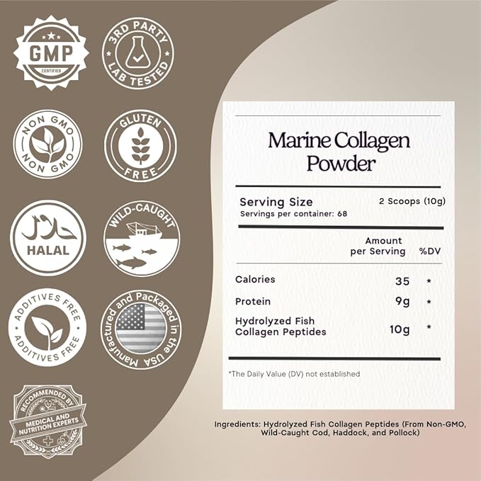 Zen Principle Marine Collagen Peptides Powder 1.5 lb. Wild-Caught Fish, Non-GMO. Supports Healthy Skin, Hair, Joints and Bones.Hydrolyzed Types I, II, III, and IV Protein. Amino Acids. Easy to Mix.