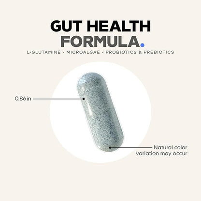 Codeage Gut Health Supplements Vegan Formula - L Glutamine, Zinc, Turkey Tail Mushroom Powder, Tonic Mushroom, Maitake, Micro Algae, Mineral, Licorice Root DGL - Probiotics, Prebiotics - 180 Capsules