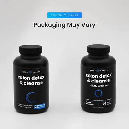 NutraChamps Colon Cleanse & Detox for Weight Loss [14 Day Quick Cleanser] Safe & Effective Formula with Probiotic & Digestive Enzymes for Constipation Relief (Pack of 2)