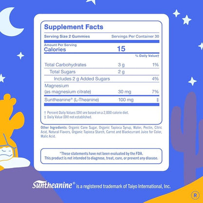 FIRST DAY Magnesium for Kids Gummies – Calm Kids Magnesium Citrate Gummies to Support Sleep & Relaxation – Bedtime Supplement with Suntheanine® L-Theanine, NO Melatonin - Strawberry - 30-Day Supply