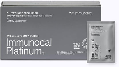 Immunocal Platinum Glutathione Precursor – Whey Protein Isolate, Anti-Aging, Skin + Cell Renewal, Immune Support, Detox + Bone Support | Fat and Sugar Free, Lactose-Intolerant Friendly | 30 Servings