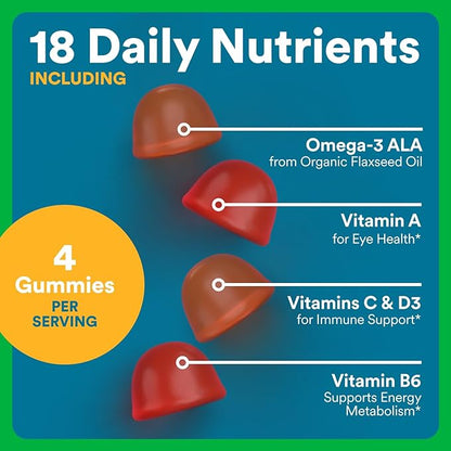 SmartyPants Multivitamin for Men, Organic Gummies: Methylfolate, Omega 3 (ALA), Vitamin D3, C, Vitamin B12, B6, A, K & Zinc for Immune Support, Biotin, Vegetarian, 120 Gummies (30 Day Supply)