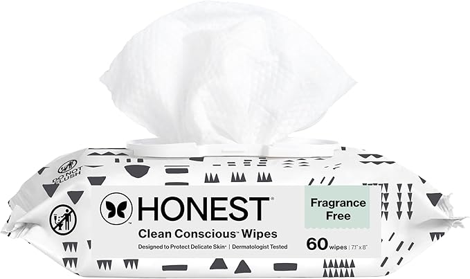 The Honest Company Hypoallergenic Multi-Use Baby Wipes for Sensitive Baby Skin, Pattern Play, 60 Count