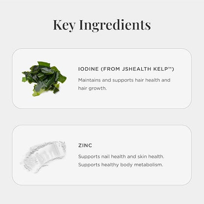 JSHealth Vitamins Hair + Energy Formula | Hair Vitamins for Women and Men with Iodine and Zinc | Supports Hair Strength, Energy Levels, and Healthy Hair Maintenance (60 Capsules Pack of 2)