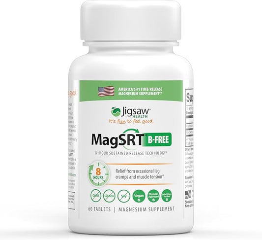 Jigsaw Health MagSRT (B-Free) | Premium, Organic, Slow Release Magnesium Supplement | Active, Bioavailable Magnesium Malate Tablets | 60 Tablets | 15 Servings