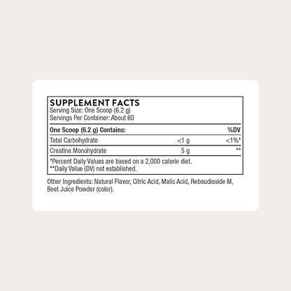THORNE Creatine - Micronized Creatine Monohydrate Powder - Support for Muscles & Cognitive Function* - for Women & Men - Strawberry - NSF Certified for Sport - 5 g per Serving - 60 Servings