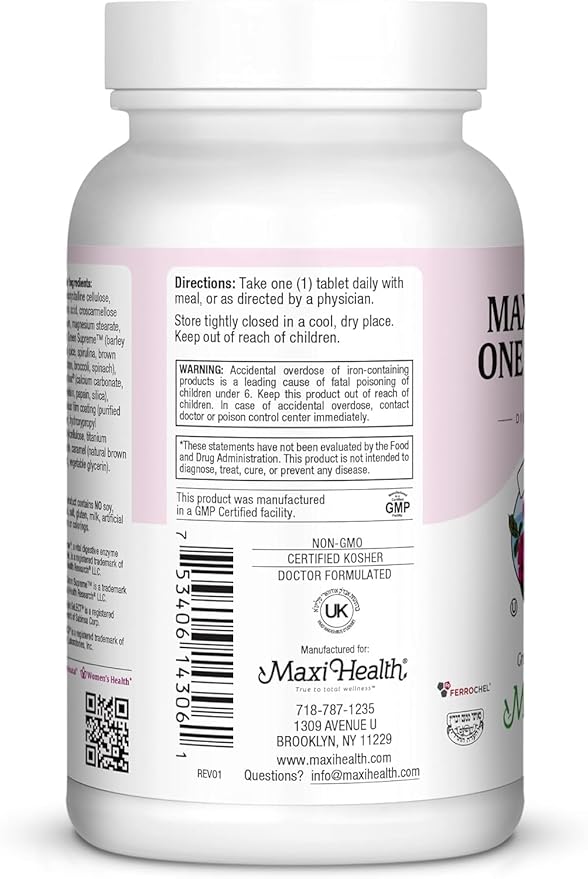 Maxi Health Prenatal Vitamins for Women – One Daily Prenatal Vitamins with Iron, Folate, Choline, Vitamin D3, and Essential Nutrients – High Absorption prenatals Supplement – 60 Day Supply