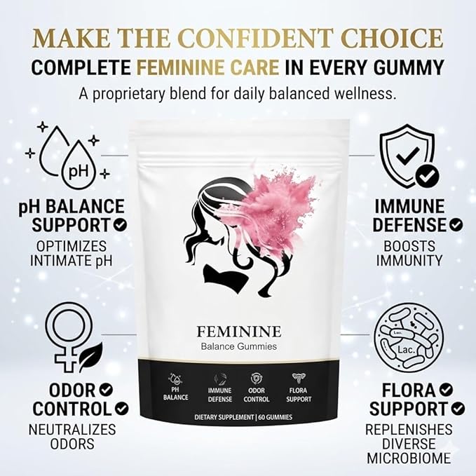 Feminine Balance Gummies, Premium Feminine Balance Gummies for Women’s, Vegan Hawaiian Pineapple, pH Balance, Healthy Odor, Flora and Immune Support, Vaginal Health Support, 60 Count (Pineapple)