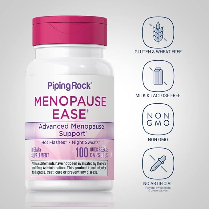 Piping Rock Menopause Ease Supplement | 100 Capsules | Advanced Support for Women | with Black Cohosh and Wild Yam | Non-GMO, Gluten Free
