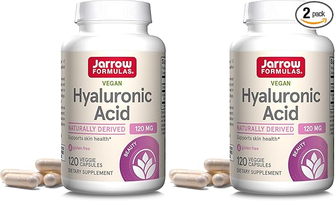 Jarrow Formulas® Hyaluronic Acid 120 mg, Dietary Supplement, Skin Health Support, 120 Veggie Capsules, Up to 60 Day Supply,(Pack of 2)