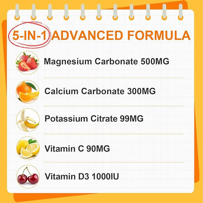 2 Pack Magnesium Carbonate Gummies 500mg, High Absorption Magnesium Supplement for Women & Men, with Calcium, Potassium, Vitamin C & D3, Support Digestive & Muscle Health, Sugar Free, Vegan,120Ct