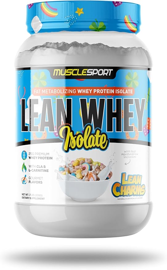 MuscleSport Lean Whey Revolution™ Protein Powder - Whey Protein Isolate - Low Calorie, Low Carb, Low Fat, Incredible Flavors - 25g protein per scoop (2lb, Lean Charms)