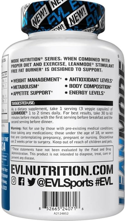 EVL Weight Loss Support Pills - Premium Multipurpose Appetite Metabolism and Fat Loss Support for Men and Women - LeanMode with Green Coffee Bean Extract CLA and Garcinia Cambogia - 50 Servings