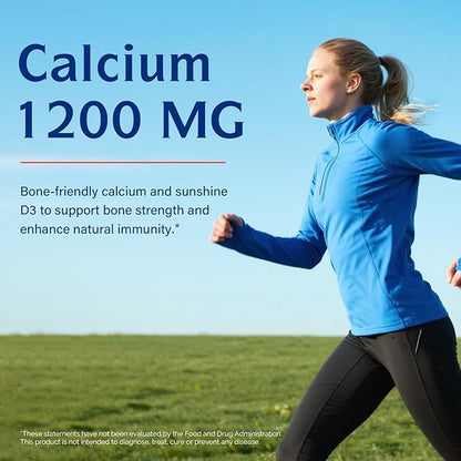 Innate Vitality Calcium 1200 mg with Vitamin D3, 5000IU Vitamin D3, Absorbable Calcium Supplement, Non GMO, No Gluten, for Bone, Immunity, 90 Tablets