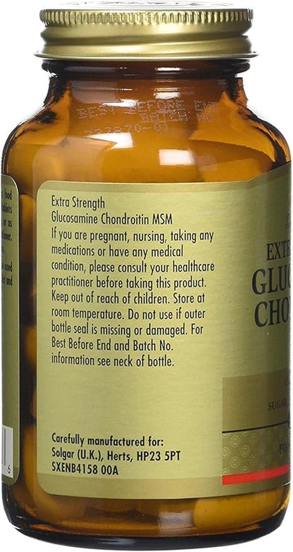 Solgar Triple Strength Glucosamine Chondroitin MSM, 60 Tablets - Promotes Healthy Joints, Supports Comfortable Movement - Shellfish Free - Gluten Free, Dairy Free - 30 Servings