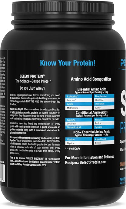 PEScience Select Protein Powder, Whey and Casein Blend, Lean Protein Powder for Women and Men, Low Calorie, Low Carb, Keto Friendly, Gluten Free, Chocolate Truffle - 27 Servings