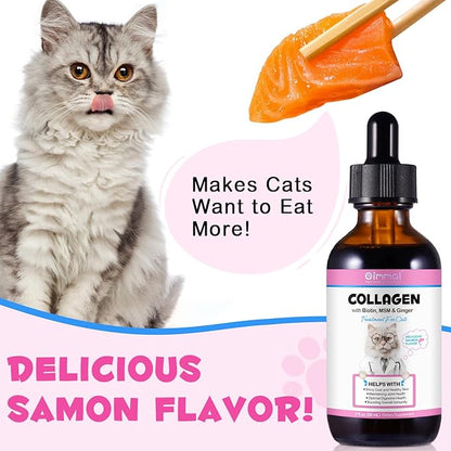 Collagen for Cats, Liquid Collagen for Cat, Liquid Collage Skin and Coat Cats, Cats Collagen, Itch Relief for Cat with Biotin, Supplement for Cats Salmon Flavor
