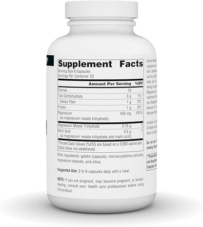 Source Naturals Magnesium Malate, Supports Muscles and Energy Production*, 3750 MG - 200 Capsules