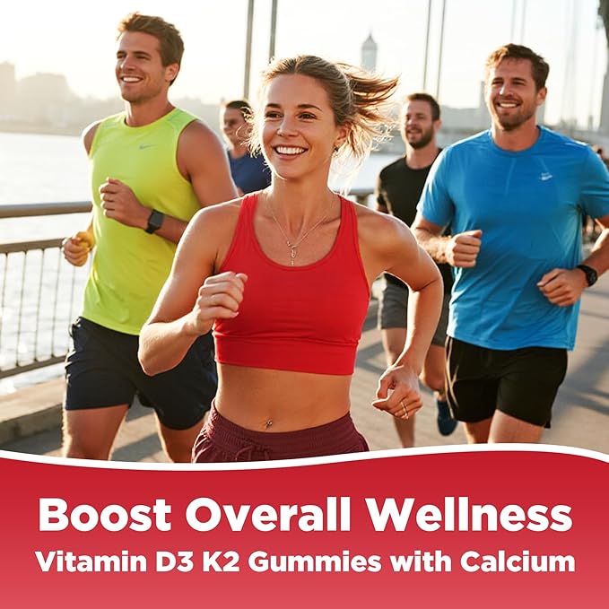 Aromlife Vitamin D3 K2 Gummies for Bone Teeth, 6000IU D3 + 200mcg K2 Per Serving High Absorption Vitamin Gummies with Calcium & Magnesium for Women Men, 60 Count Raspberry Flavor Vegan Gluten-Free