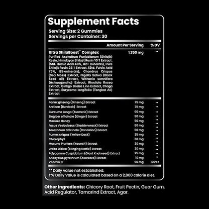 Himalayan Shilajit Gummies, 23-in-1 with Sea Moss, Ashwagandha, Tongkat Ali, Black Seed Oil & Rhodiola Rosea, Lab Tested, 60 Gummies
