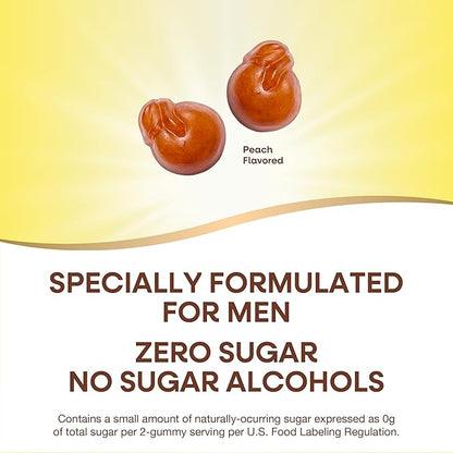 Nature’s Way Alive! Zero Sugar Men's Gummy Multivitamins, Energy Metabolism*, Muscle Function*, B-Vitamins, No Sugar Alcohols, Plant-Based Sweeteners, Peach Flavored, 80 Gummies