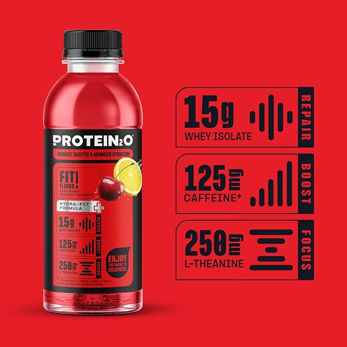 Protein2o 15g Whey Protein Infused Water Plus Energy,Cherry Lemonade,16.9 oz Bottle,(Pack of 24)