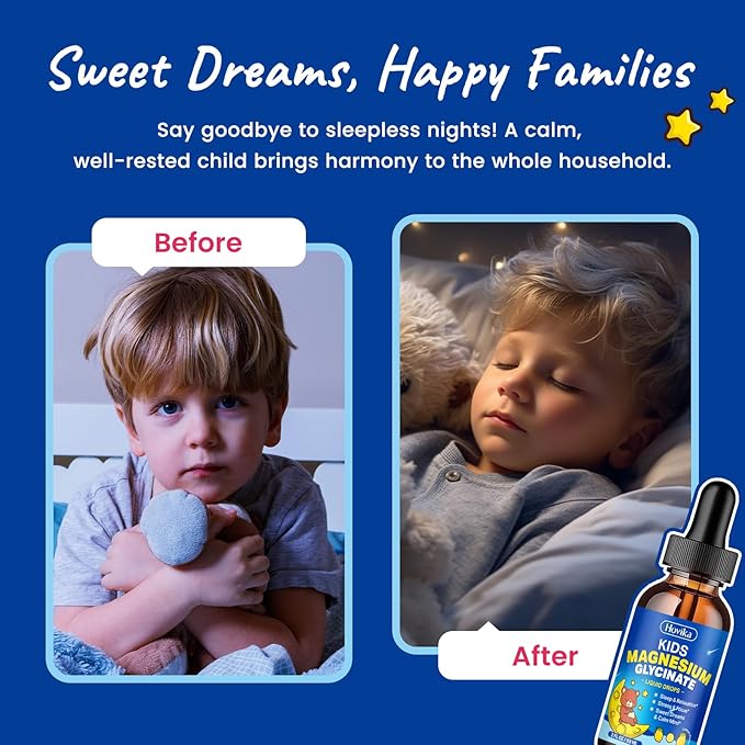 Magnesium Glycinate Liquid for Kids - with L-Theanine Omega-3, Vitamin B6, D3, Zinc - Kids Magnesium Drops for Sleep, Relaxation, Calm & Focus - 2 Fl Oz, Lemon Flavor