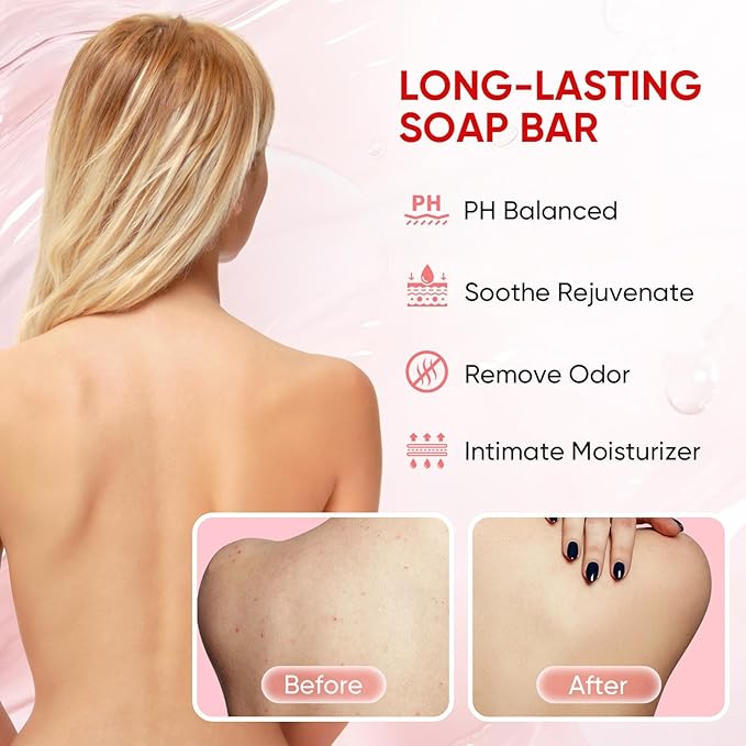 Yoni Soap Bars & Natural Yoni Oil Set, Natural Vaginal Wash for Women Feminine Wash Vaginial Deodorants pH Balance, Eliminates Odor, Feminine Oil 30ml/1 oz, 2 Pcs Vaginal Care Soap (3pcs strawberry)