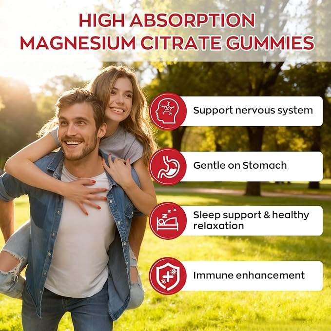 High Absorption Magnesium Gummies for Adults，Magnesium Supplement for Muscle, Nerve, Bone and Heart Support, Vegan, Non-GMO，Raspberry Flavor (60 Count（Pack of 1）)