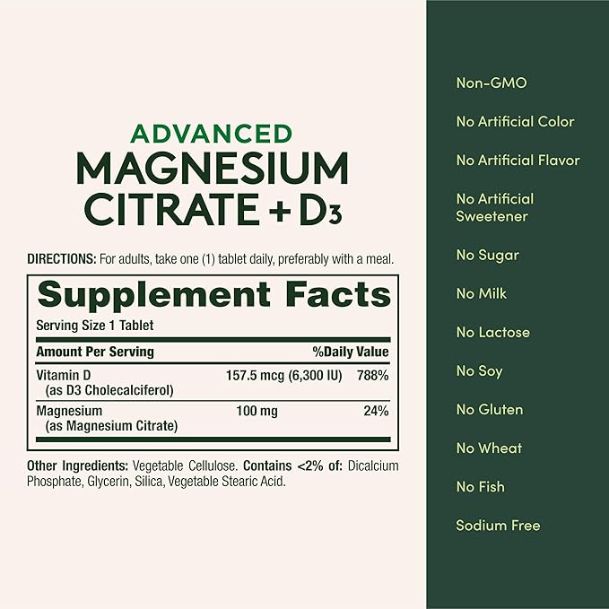 Nature’s Bounty Advanced Vitamin D3 with Magnesium Citrate Immune Formula, Supports Immune and Bone Health, 90 Tablets