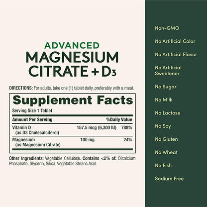 Nature’s Bounty Advanced Vitamin D3 with Magnesium Citrate Immune Formula, Supports Immune and Bone Health, 90 Tablets