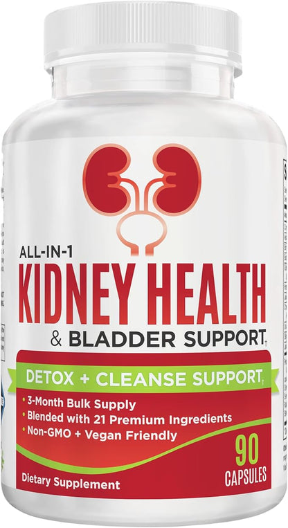 3-Month Kidney & Bladder Support Supplements | Men & Women | Total Urinary Tract Health Supplement Complex | 90 Capsules