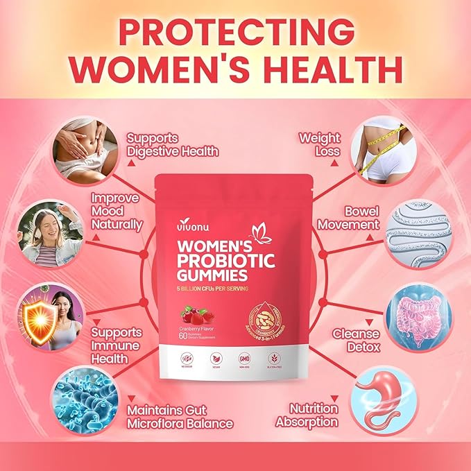 Viginal Probiotic for Women, Women Probiotic Gummies, Feminine Balance Gummies, Probiotics for Woman Vaginigal Health, Yeast Ph Balance