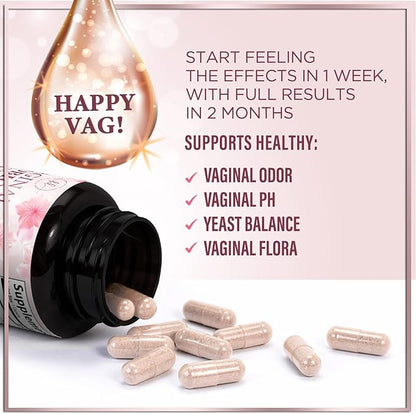 Vaginal Probiotics for Women - Gently Support Feminine Health, pH Balance, Healthy Odor & Vaginal Flora - 50 Billion CFU - Improved Formula with Lactobacillus, Prebiotics & Cranberry - 60 Capsules