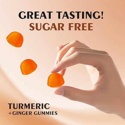 Turmeric Gummies, Joint & Muscle Relief + Immune Support, Natural Pineapple Flavor, Non-GMO Gluten-Free, 90 Gummies