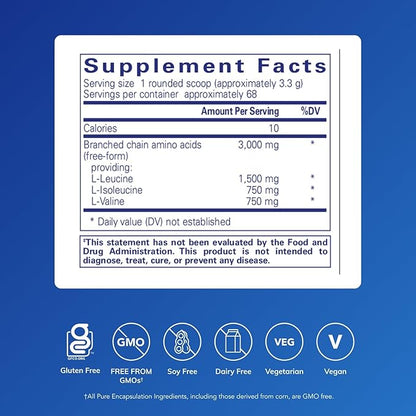 Pure Encapsulations BCAA Powder | Hypoallergenic Supplement to Support Muscle Function During Exercise | 8 Ounces