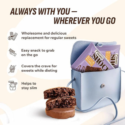 Fitness SHOCK Chocolate Protein Brownie - No Added Sugar, 7.5g Protein, Low Carb Guilt-Free Dessert - 0g Added Sugar, 10g Net Carbs, 5g Fiber, Non-GMO, Oat Bran - 10 x 50g