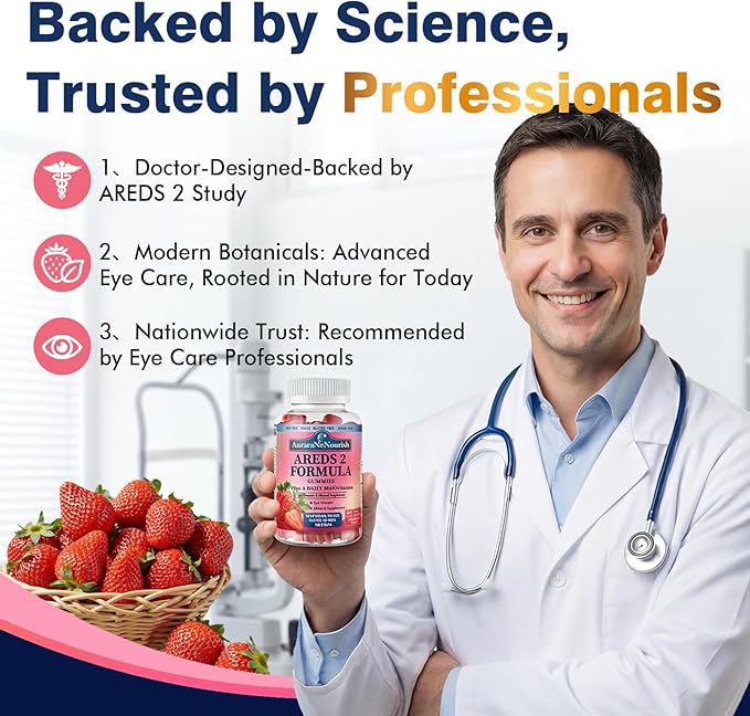 2 Pack AREDS 2 +Advanced Formula for Macular Health,22-in-1 Eye Vitamin & MineralSupplement w. Zeaxanthin, Zinc &Vitamin C, 60 Chewable Gummies