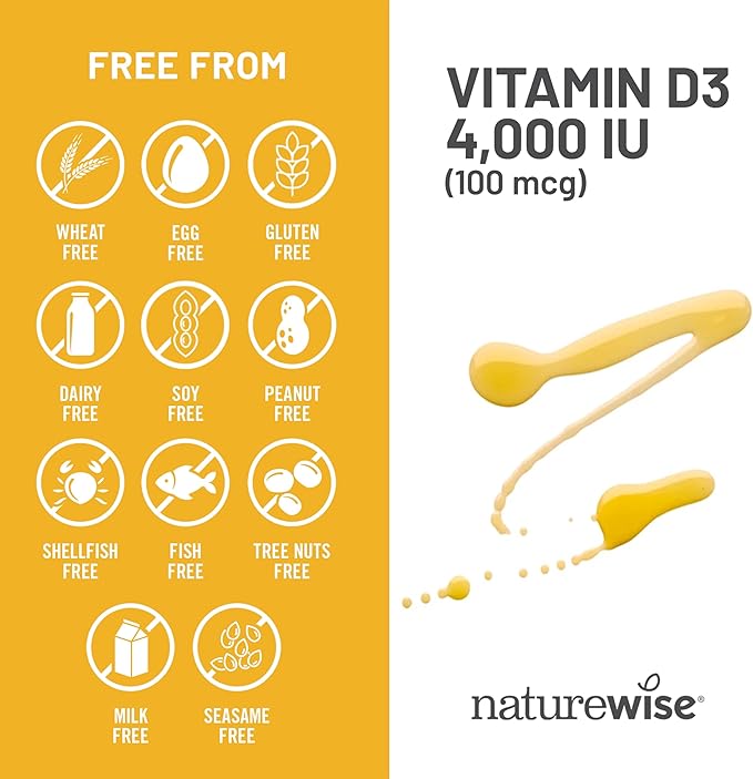 NatureWise Vitamin D3 4000iu (100 mcg) 200-Day Supply for Immune Support, Healthy Muscle Function, and Bone Health - Non-GMO, Gluten Free in Organic Extra Virgin Olive Oil, (Mini Softgel), 200 Count