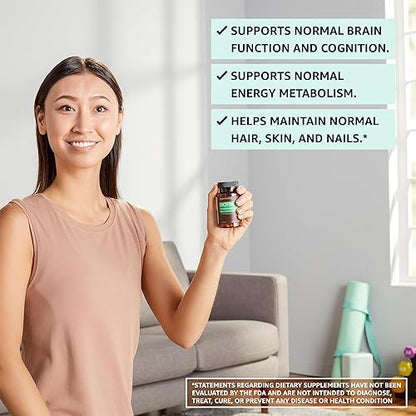 Amazon Elements Vegan Biotin 5000 mcg - Hair, Skin, Nails, 130 Capsules (4 Month Supply) (Packaging May Vary) (Pack of 2)