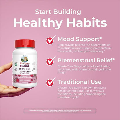 MARYRUTH'S Organic Menstrual Support Gummies for the Relief of Common Symptoms of Premenstrual Syndrome | PMS Support | Premenstrual Mood Support | USDA Organic | Non-GMO | Vegan | 30 Servings