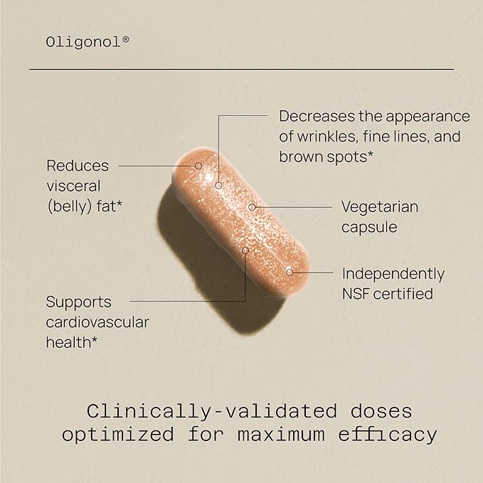 Quality of Life Oligonol Premium Anti Aging Supplement - Promotes Cardiovascular Health, Circulation & Youth, Includes Antioxidants - Lychee Fruit Extract - 30 Vegicaps (Pack of 2)