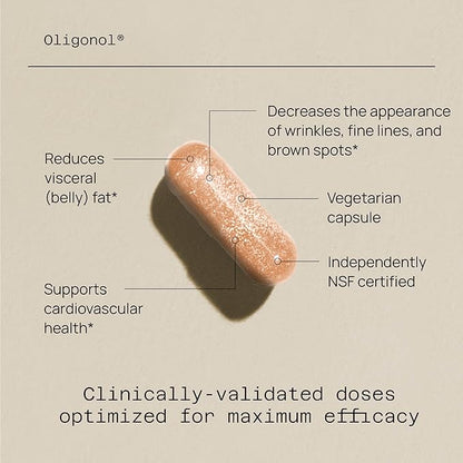 Quality of Life Oligonol Premium Anti Aging Supplement - Promotes Cardiovascular Health, Circulation & Youth, Includes Antioxidants - Lychee Fruit Extract - 30 Vegicaps