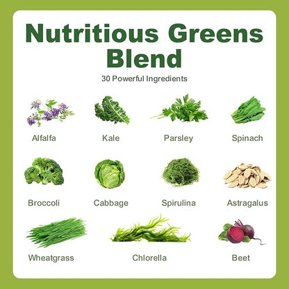 Greens Daily Gummies, Superfood Fruits and Veggies Blend with Spirulina, Chlorella, Prebiotics & Fiber, Adaptogens Multivitamin Supplement for Digestive Health, Non-GMO, 120 Count